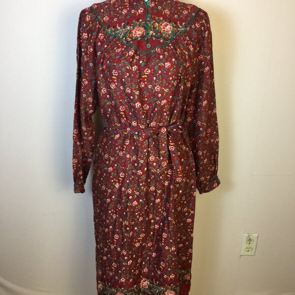 Vintage 80s Nordstrom Point of View Dress Sz 5/6 Womans Red Floral Belted Pocket - Picture 9 of 13